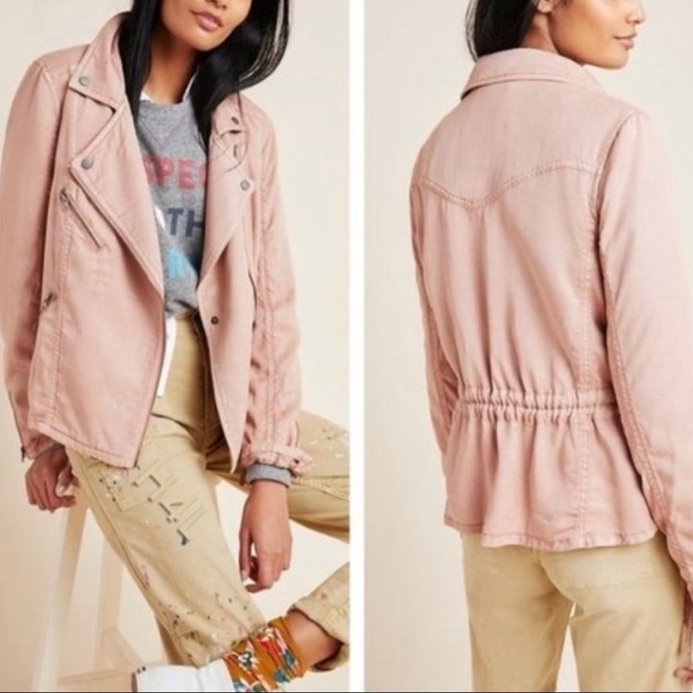 MARRAKECH RONIKA DRAPED BLUSH PINK MOTO JACKET SM